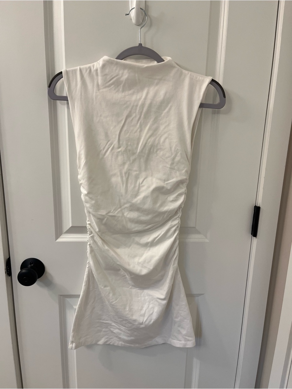 wild fable White Sleeveless Ruching Bodycon Mini Dress
